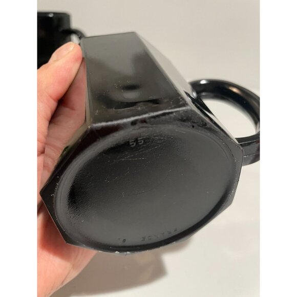 3 Mid Century Style Black Glass Octagon Coffee Mugs Cups ARCOROC France OCTIME - Picture 12 of 14